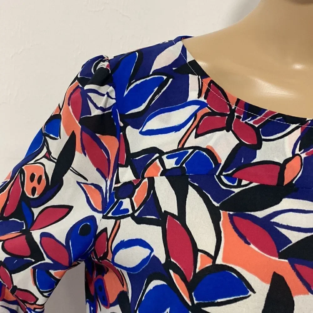 ❤️Last Chance J.Crew floral print scoop neck long sleeve blouse top size M